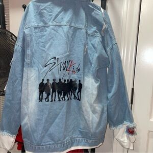 Blue Denim Jacket with Graphic Design stray kids extra large new no tags